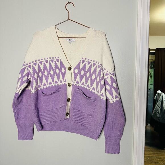 Derek Lam 10 Crosby Fair Isle Wool-Blend Cardigan Size Medium - Picture 2 of 13